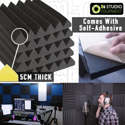 GS Pro Acoustic Foam 30cmx30cmx5cm With Self-Adhesive Soundproof Foam Studio Recording Sound Absorption